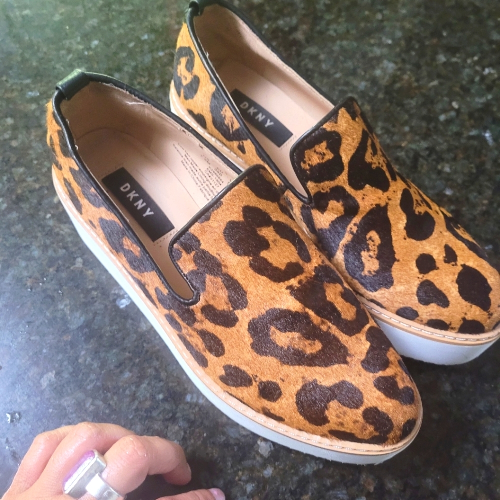 DKNY Leopard stack shoes